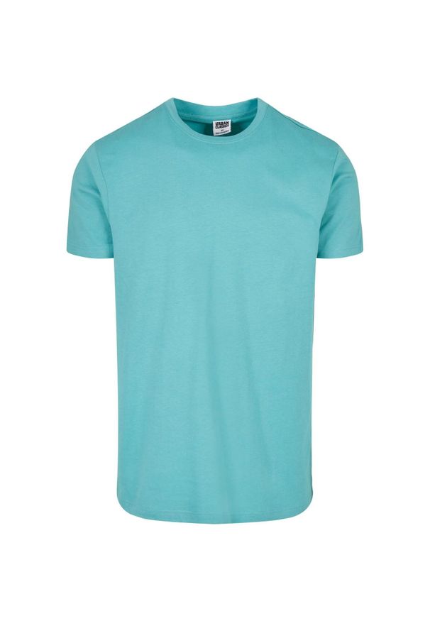 Urban Classics - Męska Podstawowa Koszulka Gładka. Kolor: niebieski. Wzór: gładki. Sport: turystyka piesza