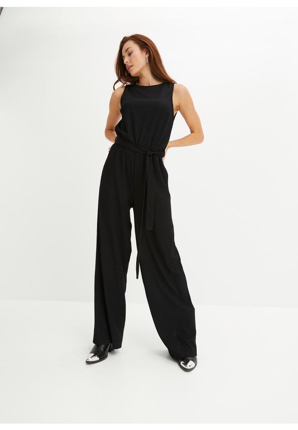 bonprix - Kombinezon z dżerseju. Kolor: czarny. Materiał: jersey. Styl: elegancki