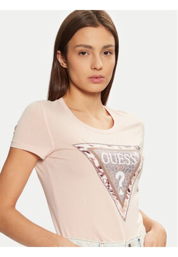 Guess T-Shirt W5RI22 J1314 Écru Regular Fit. Materiał: bawełna