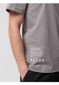 outhorn - T-shirt z nadrukiem męski - szary. Kolor: szary. Materiał: materiał, bawełna, dzianina. Wzór: nadruk #6