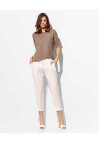 LE TRICOT PERUGIA - Białe lniane spodnie. Kolor: biały. Materiał: len