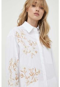 MAX&Co. koszula bawełniana damska kolor biały relaxed z kołnierzykiem klasycznym. Typ kołnierza: kołnierzyk klasyczny. Kolor: biały. Materiał: bawełna. Długość: długie. Wzór: haft. Styl: klasyczny #3