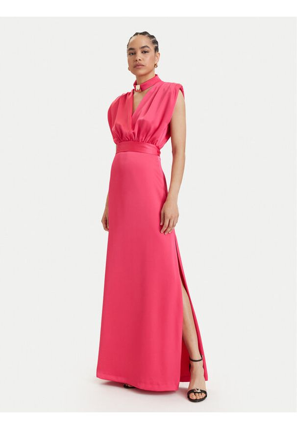 ACCESS FASHION Sukienka wieczorowa 63-3309-122 Koralowy Regular Fit. Kolor: pomarańczowy. Materiał: syntetyk. Styl: wizytowy