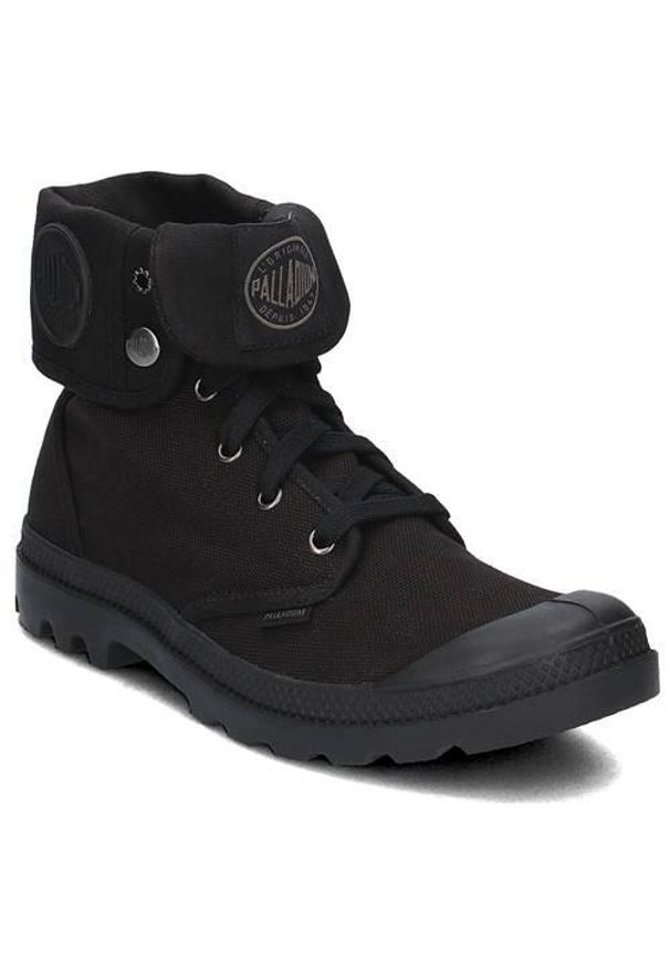 Buty do chodzenia męskie Palladium Baggy. Wysokość cholewki: za kostkę. Zapięcie: sznurówki. Kolor: czarny. Materiał: guma, materiał, tkanina, syntetyk. Szerokość cholewki: normalna. Sport: turystyka piesza