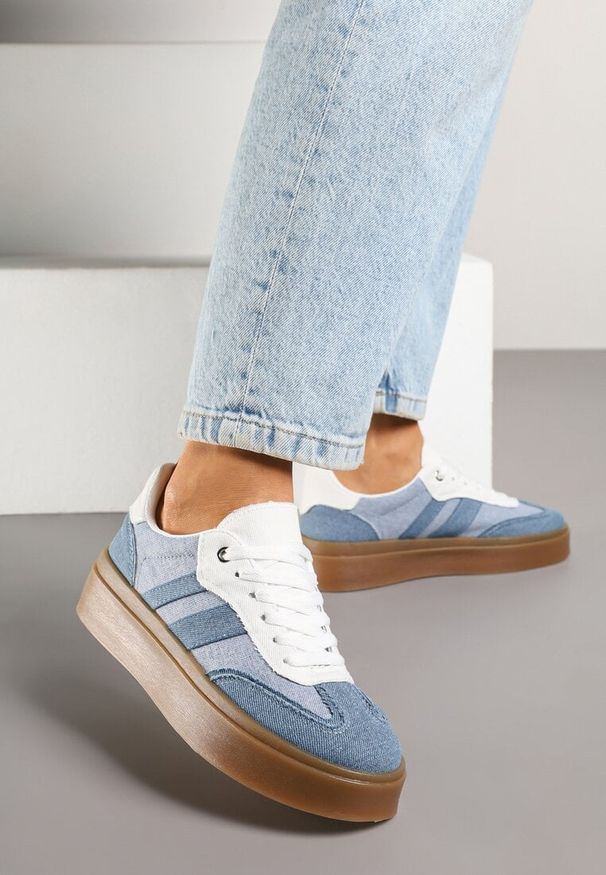 Born2be - Niebieskie Sneakersy na Kauczukowej Podeszwie Ardislo. Okazja: na co dzień. Kolor: niebieski. Materiał: kauczuk