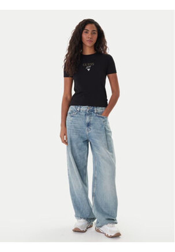 Guess Jeans T-Shirt 180328 Czarny Classic Fit. Kolor: czarny. Materiał: bawełna