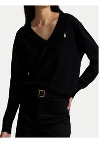 Polo Ralph Lauren Sweter 211972105004 Czarny Regular Fit. Typ kołnierza: polo. Kolor: czarny. Materiał: bawełna #4