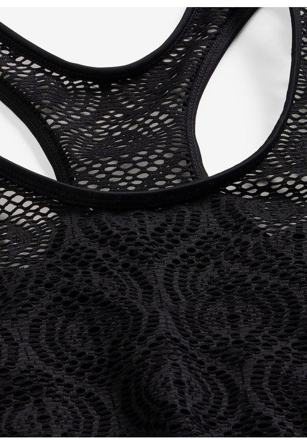 bonprix - Biustonosz bikini bustier z koronką. Kolor: czarny. Materiał: materiał, koronka. Wzór: koronka