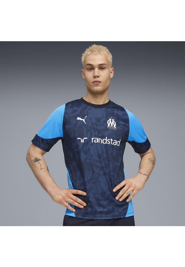 Puma - Męska koszulka treningowa Olympique Marsylia PUMA New Navy Bleu Azur Blue. Kolor: niebieski. Sport: piłka nożna