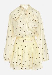 Born2be - Żółta Rozkloszowana Sukienka z Rękawami Typu Nietoperz i Wiązaniem Miriviela. Okazja: na co dzień. Kolor: żółty. Materiał: jeans. Typ sukienki: proste. Styl: klasyczny, casual #3