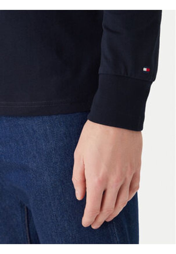 TOMMY HILFIGER - Tommy Hilfiger Longsleeve Brand Love Ls Tee MW0MW41454 Granatowy Slim Fit. Kolor: niebieski. Materiał: bawełna. Długość rękawa: długi rękaw