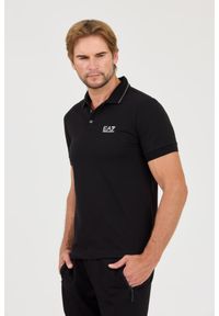 EA7 Emporio Armani - EA7 Czarna męska koszulka polo, Rozmiar XXL. Typ kołnierza: polo. Kolor: czarny