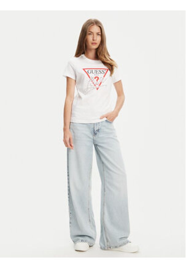 Guess T-Shirt W5YI40 I3Z14 Biały Regular Fit. Kolor: biały. Materiał: bawełna
