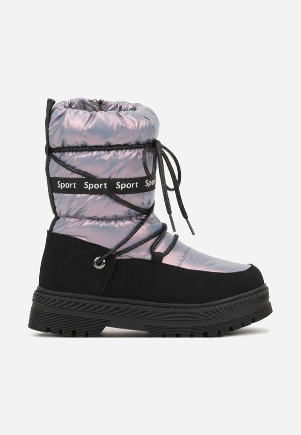 Born2be - Fioletowe Pikowane Śniegowce z Oryginalnym Wiązaniem Zetilde. Okazja: na spacer, na uczelnię, na co dzień. Kolor: fioletowy. Materiał: dresówka. Styl: elegancki, casual, sportowy