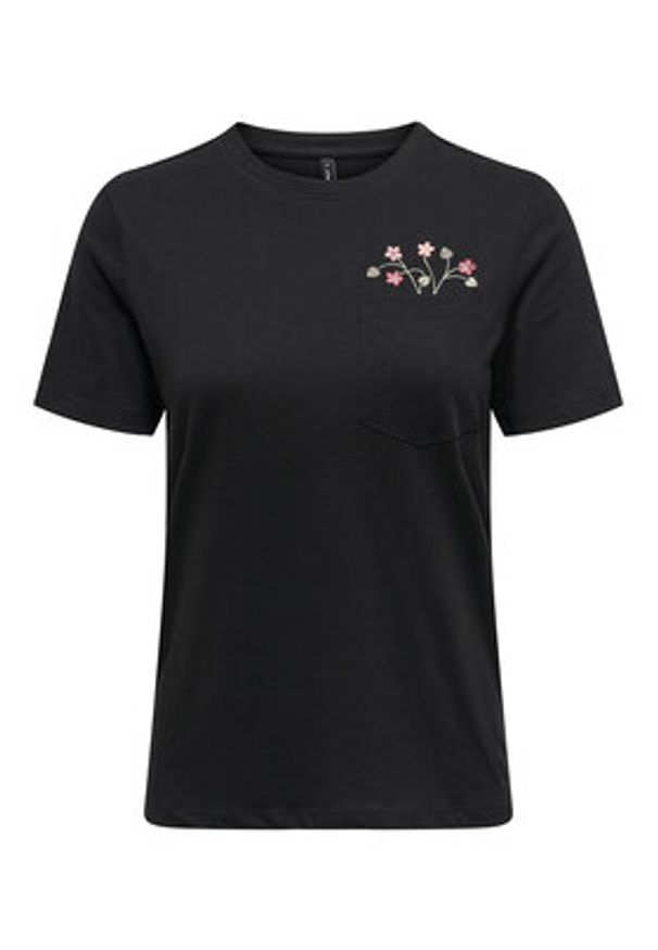 only - ONLY T-Shirt Polly 15317989 Czarny Regular Fit. Kolor: czarny. Materiał: bawełna