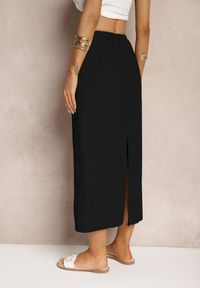 Renee - Czarna Spódnica Maxi z Rozcięciem i Gumką w Pasie Nollia. Okazja: na co dzień. Kolor: czarny. Wzór: aplikacja. Styl: casual #3