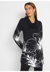 bonprix - Długi shirt z golfem. Typ kołnierza: golf. Kolor: czarny. Długość: długie. Styl: elegancki #1