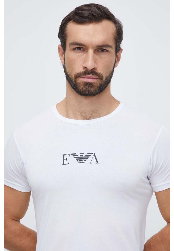 Emporio Armani Underwear t-shirt 2-pack męski kolor biały. Okazja: na co dzień. Kolor: biały. Materiał: dzianina. Wzór: nadruk. Styl: casual