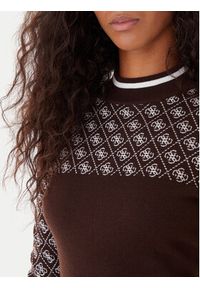 Guess Sweter W5BR24 Z3JD2 Brązowy Slim Fit. Kolor: brązowy. Materiał: syntetyk #2