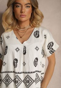 Renee - Czarno-Biały Komplet z Bawełny Spodnie o Szerokim Kroju i Koszula ze Wzorem Paisley Pavenn. Kolor: czarny. Materiał: bawełna. Wzór: paisley #4