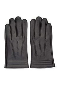 Wittchen - Męskie rękawiczki ocieplane skórzane z przeszyciami. Kolor: czarny. Materiał: skóra. Styl: klasyczny, sportowy, elegancki, casual #1