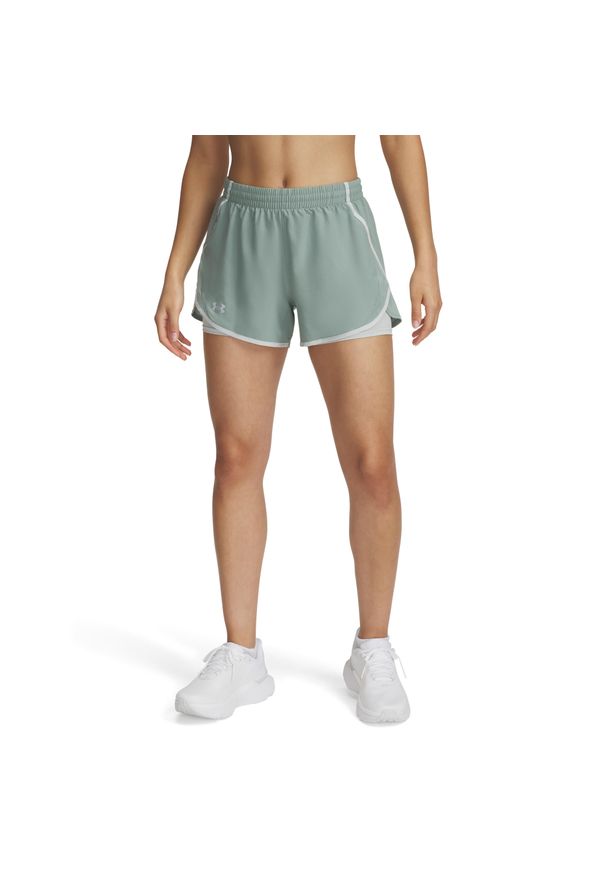 Spodenki tkaninowe 2 w 1 dla kobiet Under Armour Fly-By. Kolor: zielony. Materiał: tkanina. Sport: fitness