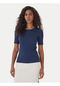 Fracomina T-Shirt FS26ST7008K420Q7 Granatowy Slim Fit. Kolor: niebieski. Materiał: wiskoza #1