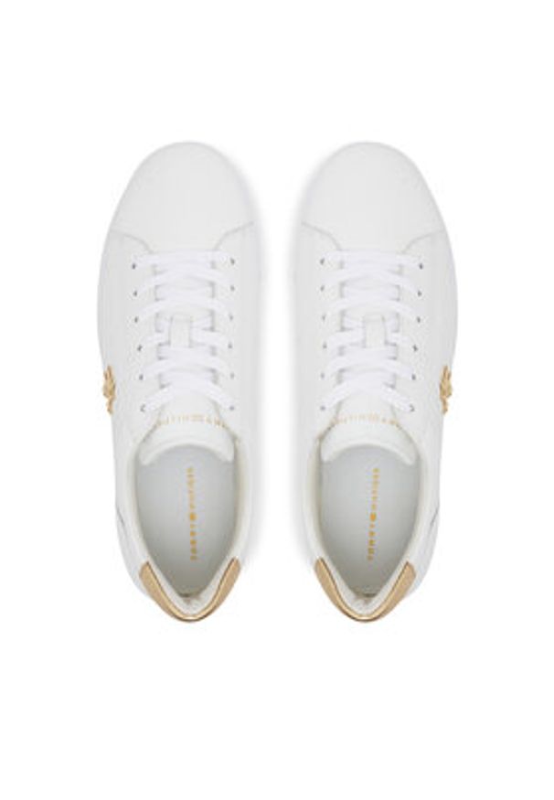 TOMMY HILFIGER - Tommy Hilfiger Sneakersy Platform Court Sneaker Metallics FW0FW08648 Biały. Kolor: biały. Materiał: skóra. Obcas: na platformie