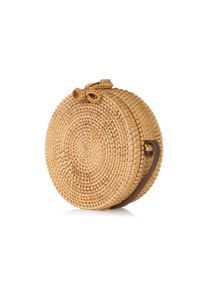 Ochnik - Okrągły koszyk z naturalnej słomki. Kolor: brązowy. Rodzaj torebki: na ramię #2