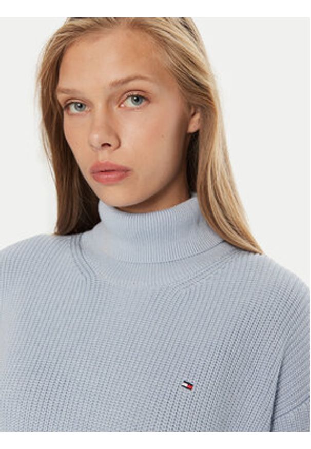 TOMMY HILFIGER - Tommy Hilfiger Golf WW0WW43094 Niebieski Regular Fit. Typ kołnierza: golf. Kolor: niebieski. Materiał: bawełna