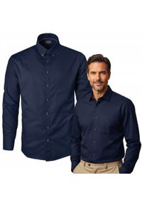 Delikatnie Taliowana Koszula Weekendowa - Pako Jeans - Granatowa. Okazja: na co dzień. Kolor: niebieski. Materiał: bawełna. Styl: casual #4