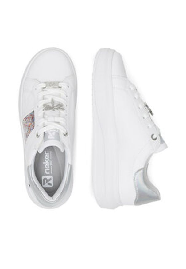 Rieker Revolution Lifestyle Sneakersy W1202-83 Biały. Kolor: biały. Materiał: skóra