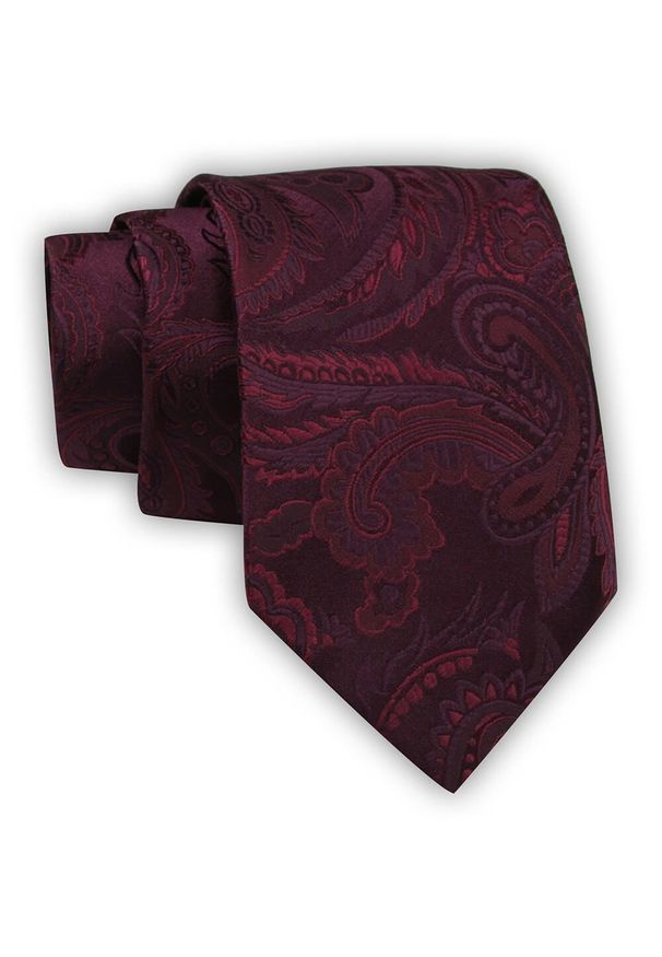 Krawat Alties (7 cm) - Bordowy, Wzór Orientalny. Kolor: czerwony. Materiał: tkanina. Styl: elegancki, wizytowy