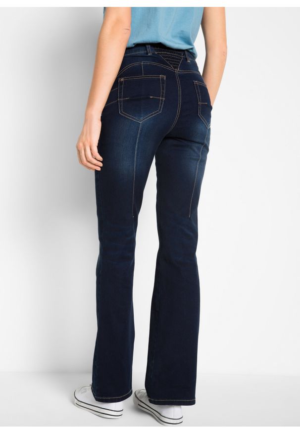 bonprix - Dżinsy Bootcut mid waist, z efektem shape. Kolor: niebieski