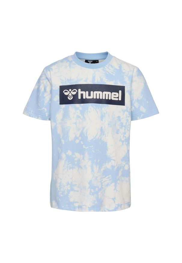 Koszulka dla dzieci Hummel Jump AOP. Kolor: niebieski. Wzór: nadruk, aplikacja. Sport: joga i pilates
