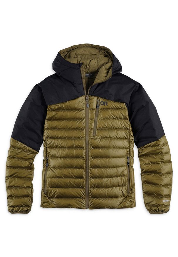 OUTDOOR RESEARCH - Kurtka z kapturem Outdoor Research Helium Down. Typ kołnierza: kaptur. Kolor: czarny, wielokolorowy, zielony. Materiał: puch. Sport: outdoor