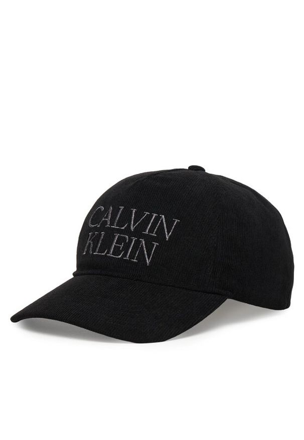 Calvin Klein Czapka z daszkiem Corduroy Graphic 5 Panel Cap LV04D5064G Czarny. Kolor: czarny. Materiał: bawełna