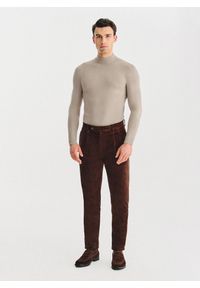 Pako Lorente - PAKO LORENTE – Beżowy półgolf męski. Kolor: beżowy, brązowy. Materiał: poliamid, wiskoza. Wzór: gładki, ze splotem #6