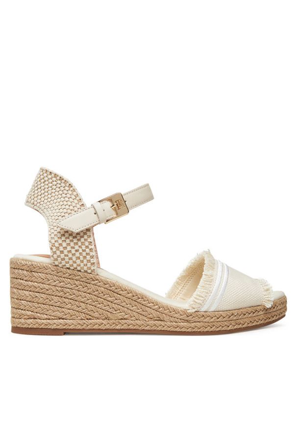 TOMMY HILFIGER - Tommy Hilfiger Espadryle Fringe Canvas Medium Wedge FW0FW08879 Beżowy. Kolor: beżowy. Materiał: materiał