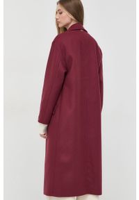 TwinSet - Twinset płaszcz wełniany kolor bordowy przejściowy dwurzędowy. Kolor: czerwony. Materiał: wełna. Styl: klasyczny #6