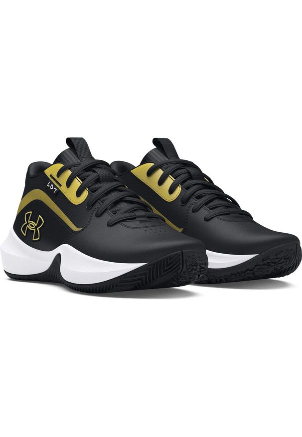 Dziecięce buty halowe Under Armour Grade School Lockdown 7. Kolor: żółty, czarny, wielokolorowy. Szerokość cholewki: normalna. Sport: koszykówka