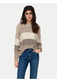 only - ONLY Sweter Atia 15220044 Beżowy Regular Fit. Kolor: beżowy. Materiał: syntetyk