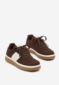 Born2be - Brązowe Sneakersy w Stylu Tenisówek Larrive. Okazja: na co dzień. Kolor: brązowy. Materiał: jeans, dresówka #3