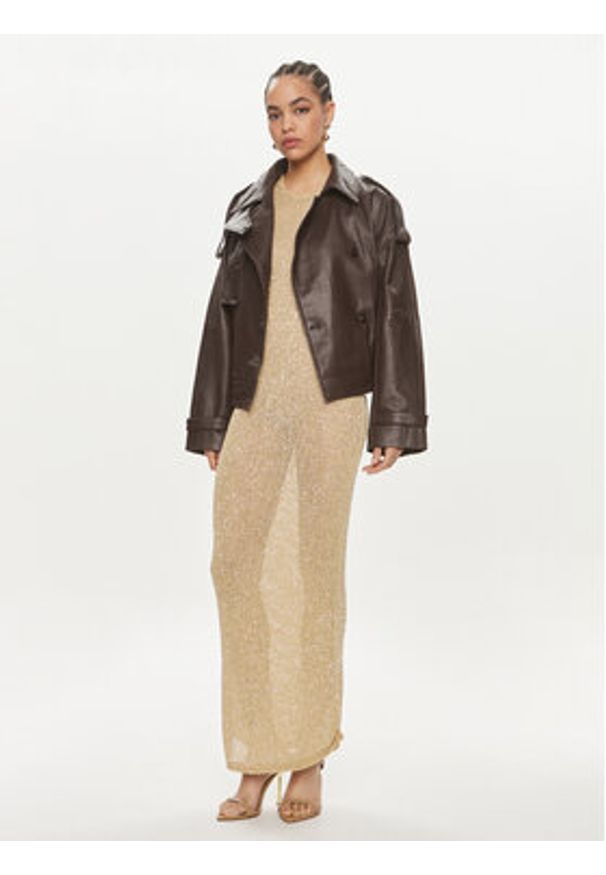 Herskind Kurtka skórzana Luelle 5154131 Brązowy Regular Fit. Kolor: brązowy. Materiał: skóra