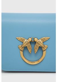 Pinko torebka skórzana kolor niebieski. Kolor: niebieski. Materiał: skórzane. Rodzaj torebki: na ramię #5