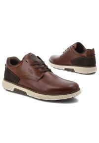 Brązowe Półbuty Rieker Męskie Eleganckie Buty. Okazja: do pracy, na co dzień. Zapięcie: sznurówki. Kolor: brązowy. Materiał: skóra. Styl: elegancki #6