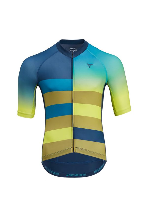 Silvini - Koszulka rowerowa męska SILVINI Mazzano MD2042. Kolor: żółty, wielokolorowy, niebieski, turkusowy