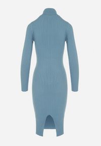 Born2be - Niebieska Sweterkowa Sukienka Midi z Golfem i Wełną Arione. Typ kołnierza: golf. Kolor: niebieski. Materiał: wełna. Długość rękawa: długi rękaw. Długość: midi #4