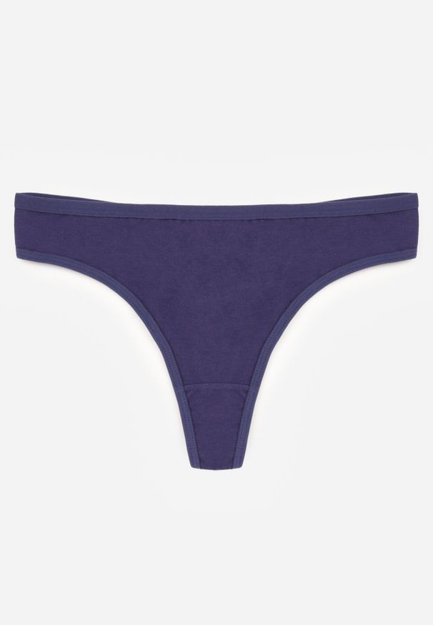 Born2be - Granatowe Majtki Typu Stringi z Bawełną Asoia. Kolor: niebieski. Materiał: bawełna