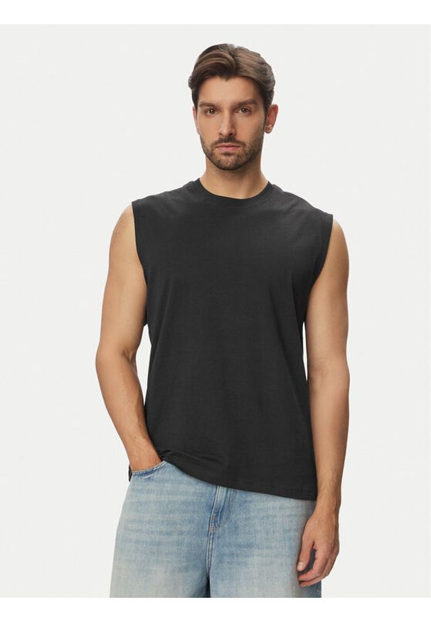 Jack & Jones Tank top Simon 12297709 Czarny Relaxed Fit. Kolor: czarny. Materiał: bawełna